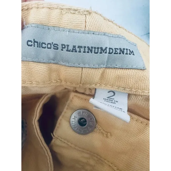Chico's Platinum Denim Ultimate Fit Crop‎ Capri Pants Size 2 Large 12/14 Yellow - Image 4