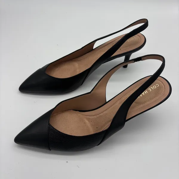 Cole Haan Black Leather Slingback Kitten Heel Pumps Womens 10.5 B - Image 7