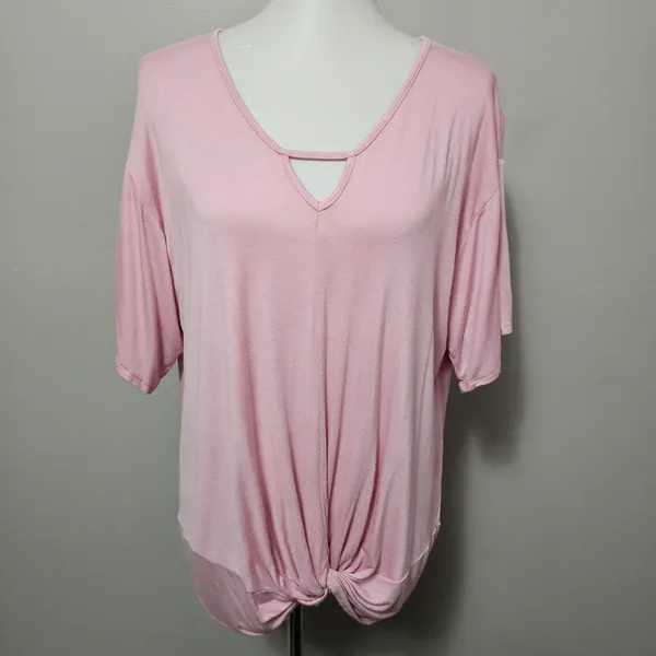 Forgotten Grace Pink Knot Front Top 2X Bohemian Pastel Clean Girl Feminine - Image 3