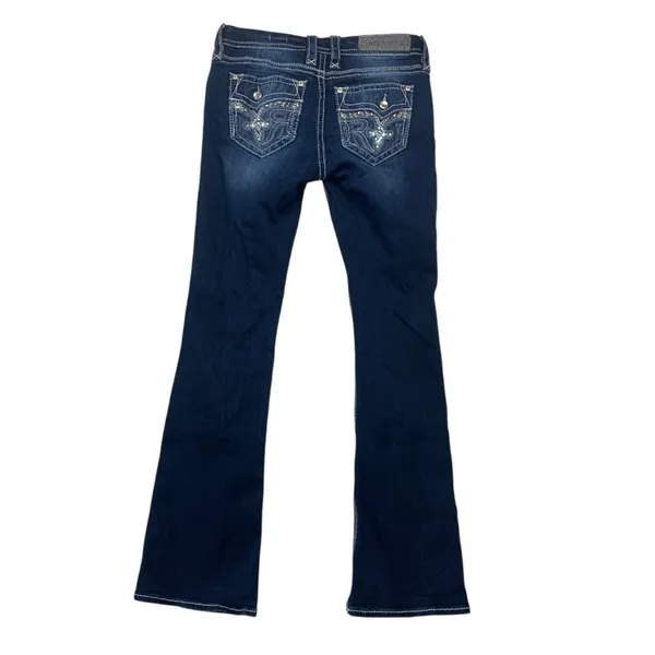 Rock Revival 28 Sundee mid rise boot cut Dark Blue denim Jeans western chunky - Image 13