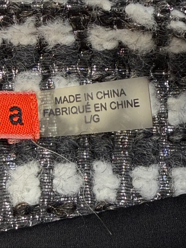 Alice + Olivia Luci Black Gray White Silver Metallic Tweed Jacket Blazer Large - Image 8
