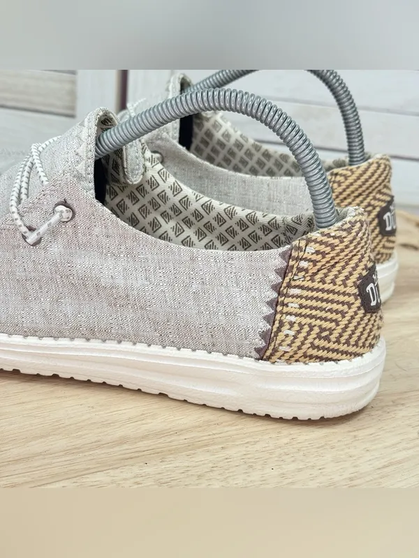Hey Dude Wendy Chambray Woven Loafers Java Beige Women 8 Casual Streetwear - Image 7