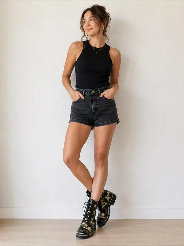 Comfort By Alexis Bendel Camo Combat Boots Green Black Grunge - Image 2