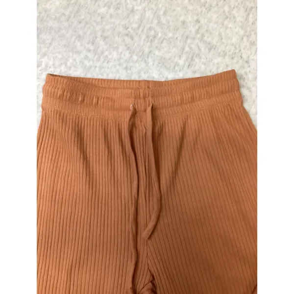 Billabong Essentials Ribbed Wide Leg Pants Orange Terracotta Drawst Small NWOT - Image 2