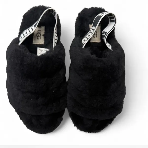 UGG Black Fluffy Sandals - Image 2
