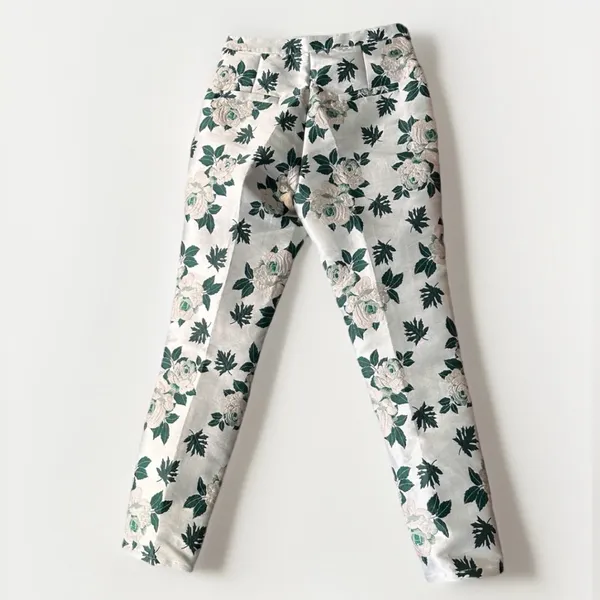 Anthropologie En Saison Floral Jacquard straight Trousers Sz S Women’s Pants NWT - Image 4