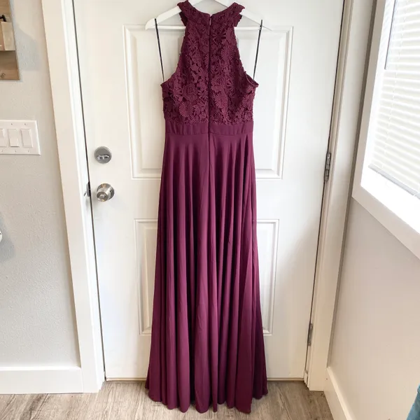 Lulu’s picture perfect burgundy lace maxi dress - Image 9