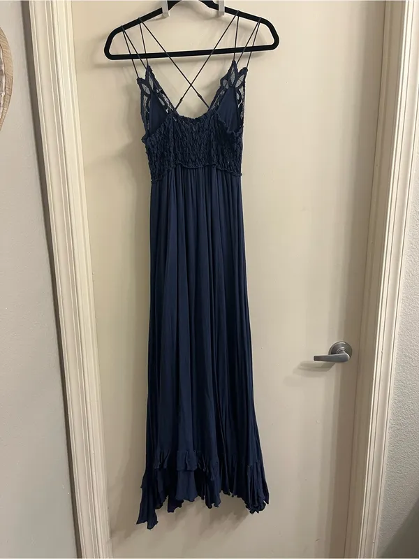 Free People Adella Navy Blue Maxi Dress XS - Image 8