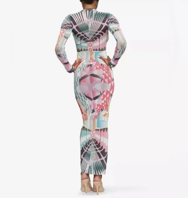 NWOT Skims Summer Mesh Long Sleeve Dress in Deco Train - Image 2