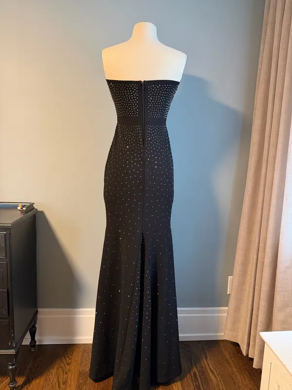 Windsor Rhinestone Embellished Strapless Black Homecoming Formal Dress - Image 2