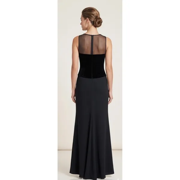 Betsy & Adam Vintage Velvet Mesh Back Formal Gown Black Sz 7/8 Women's 4/6 NWT - Image 7