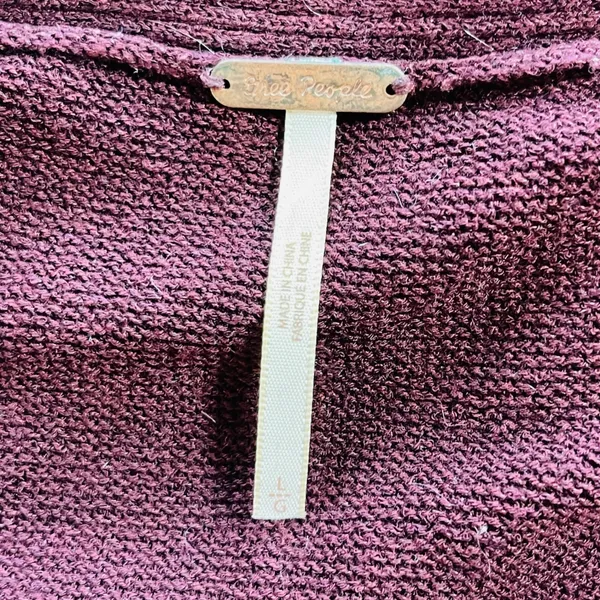 Free‎ People Andy Midnight Tunic Sweater Burgundy Crisscross V-Neck Ribbed Large - Image 7