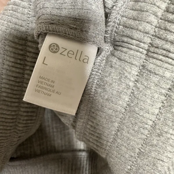NEW Zella Half Zip Ribbed Hoodie Women's Elastic Waist Light Gray Size Large - Image 7