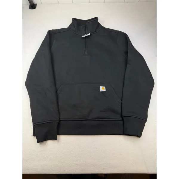 Carhartt Womens Tencel Quarter Zip Sweatshirt Black Relaxed Fit Small NEW - Image 2