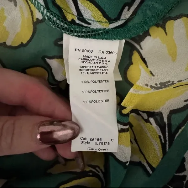 Karen Kane Green/Yellow Citrus Floral Chiffon Peasant Tunic Top SMALL Cottage - Image 9