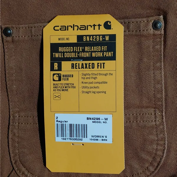 Carhartt Womens Utility Work Pants Size 2 Brown Twill Rugged Flex Double Front - Image 7