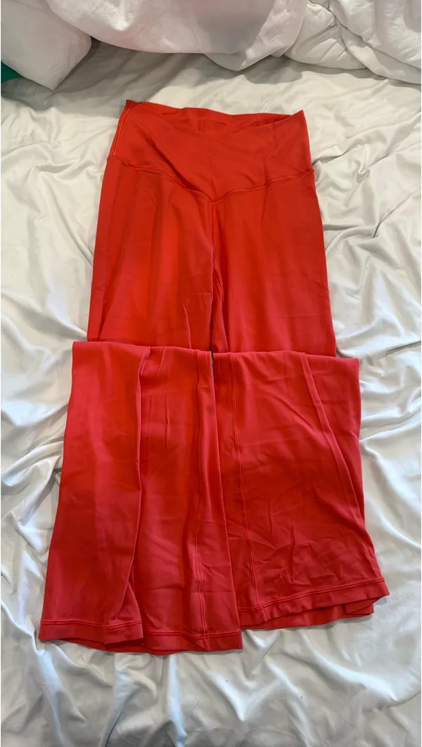 Aerie Vibrant coral crossover flare leggings - Image 2