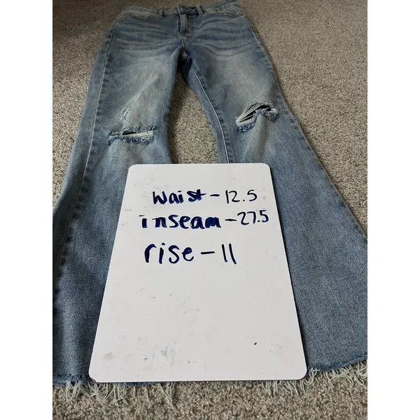 Risen Jeans Women 7/28 Light Wash Distressed High Rise Straight Leg RDP5517 Blue - Image 5