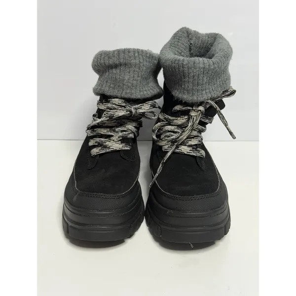 Ugg Black Ashton Hiker Lace Up Waterproof Suede Knit Boots Women Size Us 9 - Image 2
