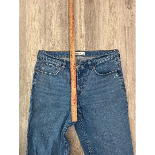 Abercrombie & Fitch The 90s Straight Mid Rise Distressed Jeans Blue 30‎ 10R - Image 7