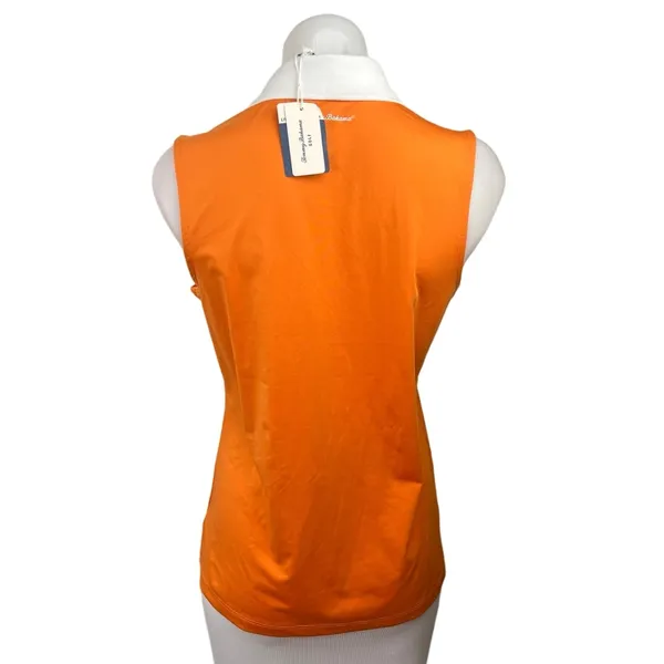 NEW Tommy Bahama GOLF Orange Collar Sleeveless Tennis Club Polo Shirt Top Size M - Image 2