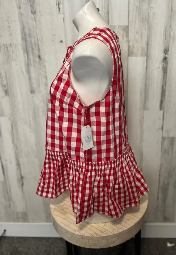 Red Checkers Blouse Size L - Image 2