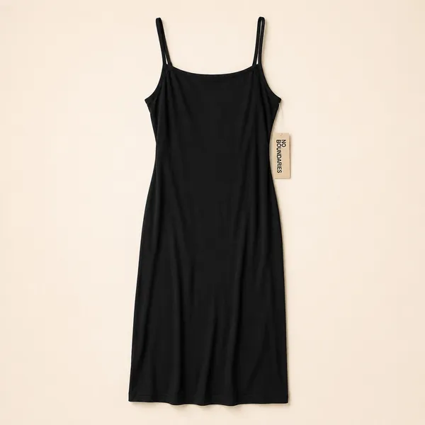 No Boundaries Womens Black Square Neck Midi Dress Sleeveless Slim Fit XS‎ 0-2 - Image 4