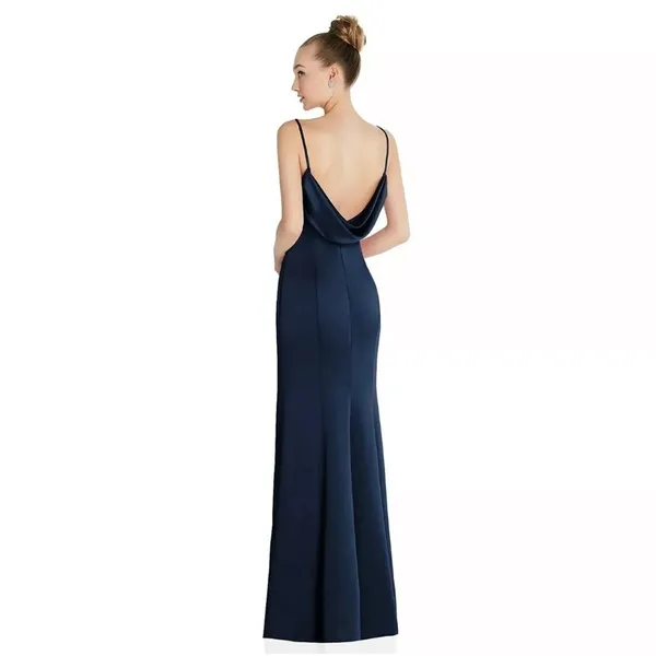 After Six Size 8 Draped Cowl-Back Princess Line Dress Front Slit Midnight - Image 2