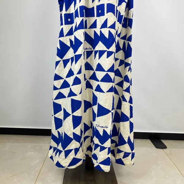 NWOT Farm Rio Linen-Blend Pitta Tiles Off-White One Shoulder Maxi Dress Size S - Image 9