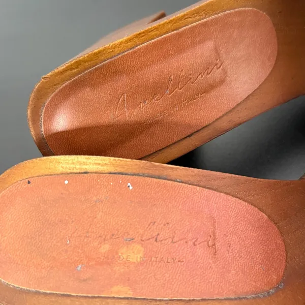 Horsebit BOHO Y2K Wooden Platform Clog Mules Womens Size 39 US 8.5 Brown Slides - Image 8