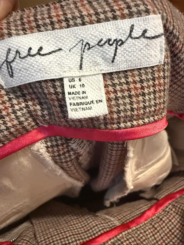 Free People Plaid High-Waist Belted Shorts in Gray-Taupe - Image 7