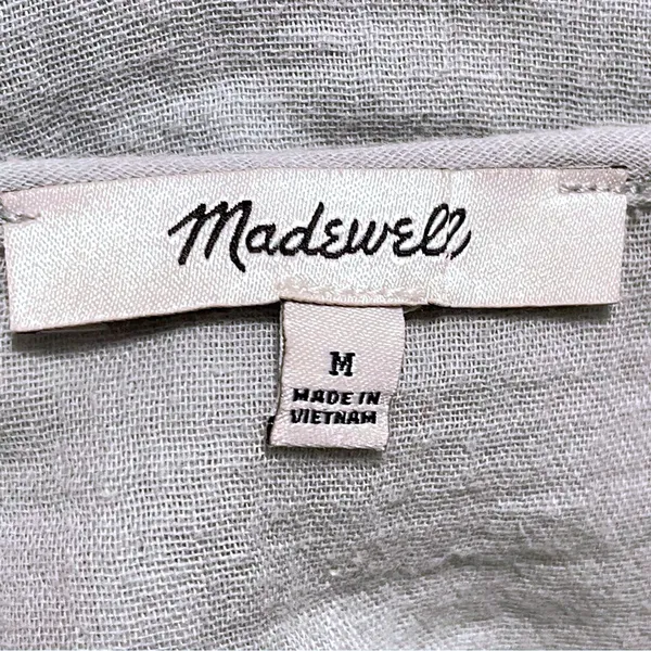 Madewell Babydoll Dress Light Blue‎ Gauze Ruffle Sleeve Pockets Women Medium - Image 6