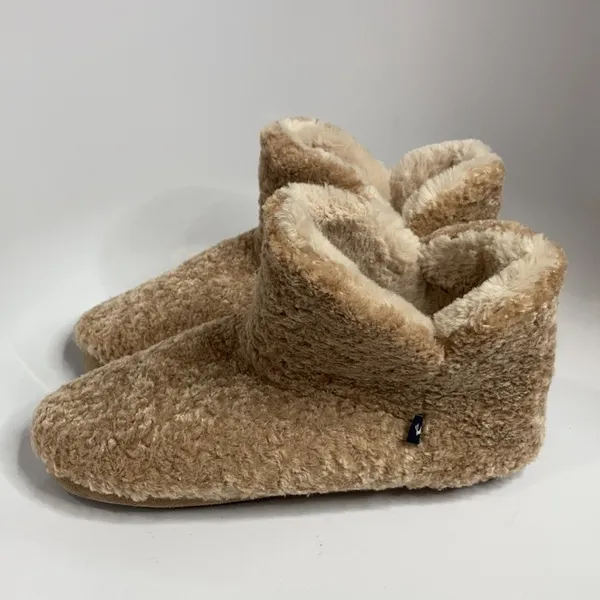Joules fuzzy slippers‎ size 9/10 Tan - Image 3
