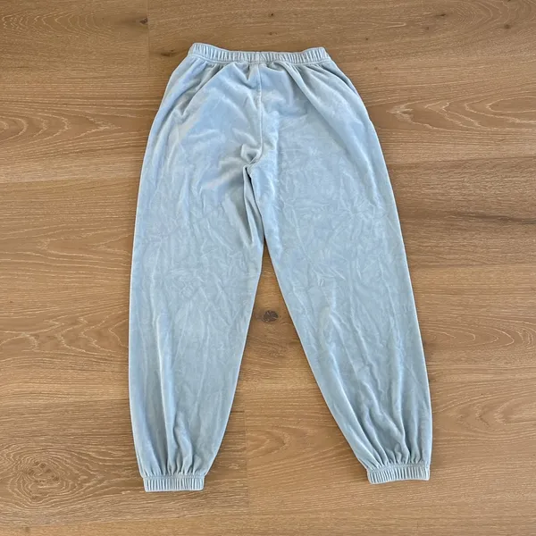 Aritzia Tna Joggers Sweatpants Velour Size S Light Blue - Image 4