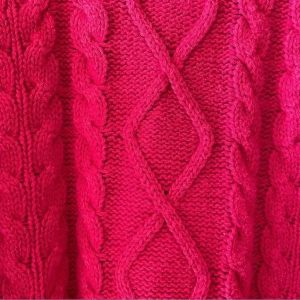 Jennifer Moore Vintage Cotton Red Cable Knit Shoulder Pads Y2K Cozy Sweater SZ M - Image 9