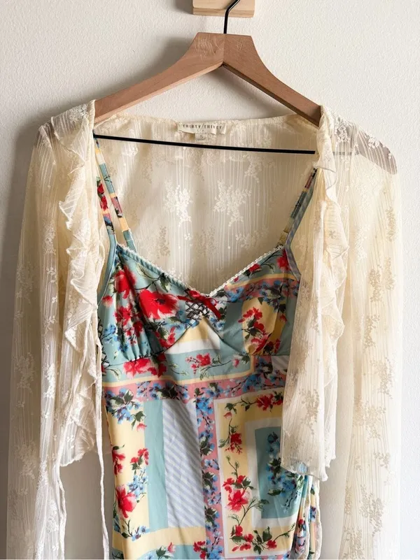 Thirty / Thirty Patchwork Print Dress with Lace Shawl Size S - Image 6