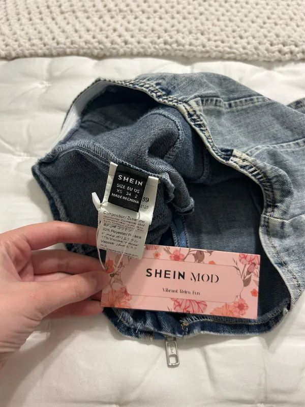 Shien Denim Corset Strapless Top Blue Size XS - Image 3