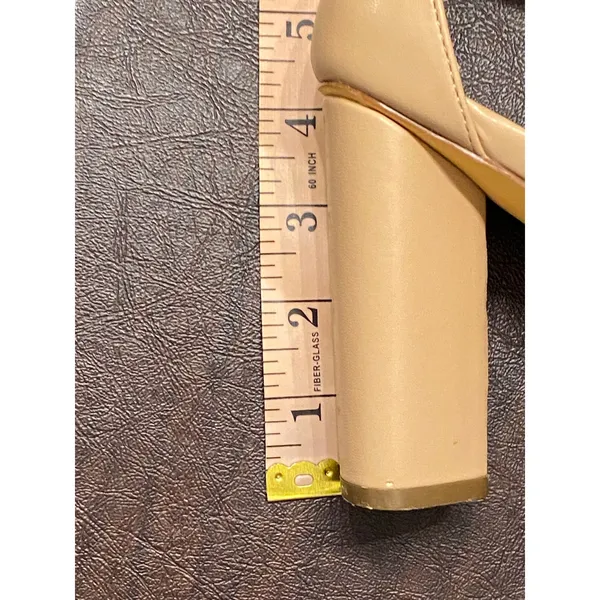Lulus Nude Ankle Strap Block Heel Sandals Size 7 Minimalist Neutral Heels Formal - Image 8