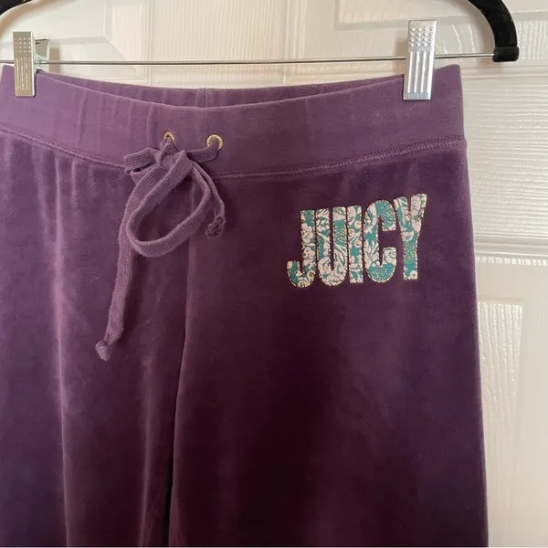 Juicy Couture Y2K Velour Track Pants Sweatpants Sz Small Purple - Image 4