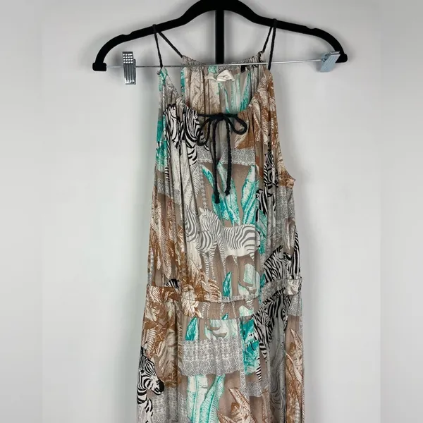 Two by Vince Camuto Tribal Beat Safari Zebra High Low‎ Faux Wrap Midi Dress - Image 2