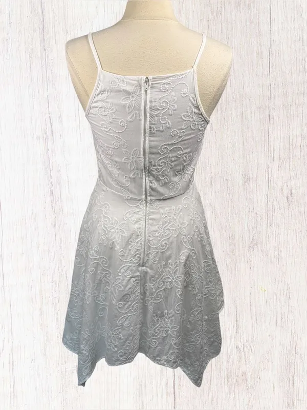 ALTAR’D STATE Embroidered 100% Cotton Asymmetric Fit & Flare White Dress,‎ Large - Image 7