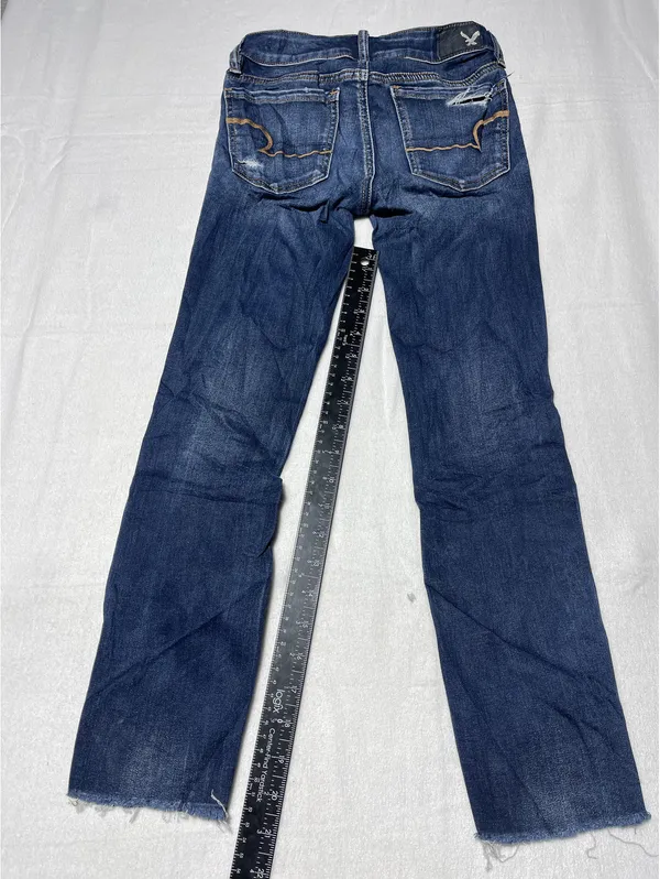 American Eagle Dark Wash Distressed Skinny Jeans Size 00 Regular - Image 6