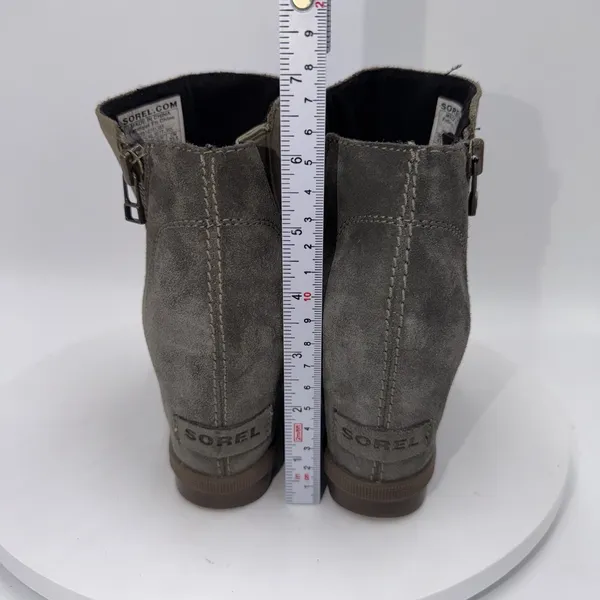 Sorel Joan of Arctic II Sage Green Suede Side Zip Wedge Booties Women's Size 6.5 - Image 5