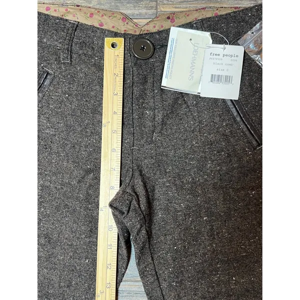 NWT Free People Wool Blend Tweed‎ Trousers Brown Black Size 0 Crop Career Capri - Image 6