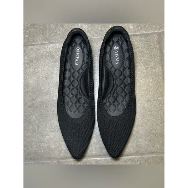 Vivaia Aria Walker Black Pointed Toe Knit Ballet Flats Women’s Shoe Size 11 - Image 3