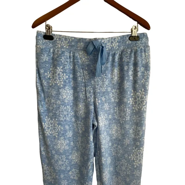 Jaclyn Intimates‎ Women Pajama Set L Blue Snowflake Long Sleeve Cozy Lounge - Image 4