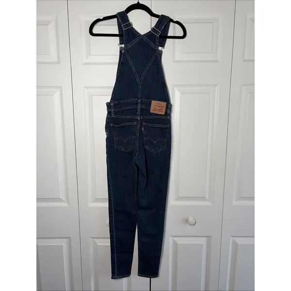Levi‎ Strauss Skinny Denim Overalls Womens Size 24 Dark Wash Stretch Y2K Cotton - Image 2
