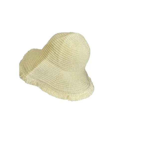 Straw Hat Womens OS Frayed‎ Edge Beach Vacation Tan Packable - Image 3