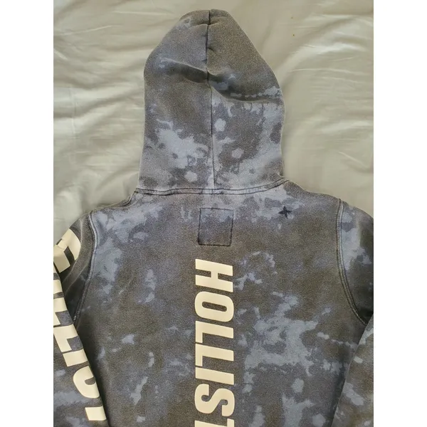 Hollister Hoodie Women Size Small Blue Tie-Dye Long Sleeve Pullover Logo FLAW - Image 7