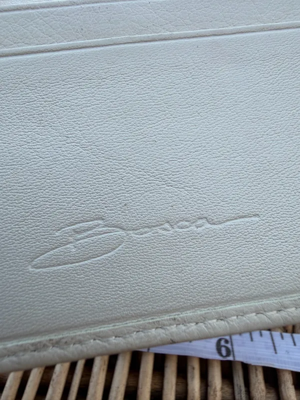 Bosca Vintage pebble grain calfskin Leather Card Holder trifold wallet ivory Cream travel snap - Image 4